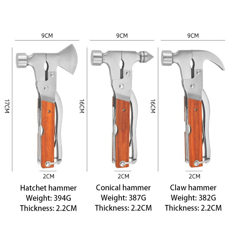 Multifunctional Axe Hammer Ram's Horn Hammer Multi Knife Pliers Woodworking Hammer Life-saving Hammer Multi-Tool Hammer