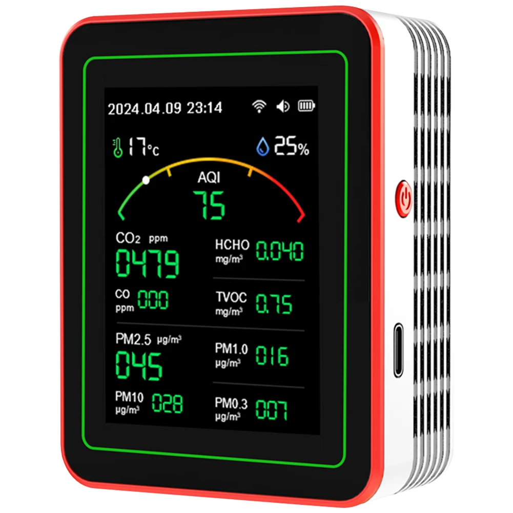 Home Air Quality Monitor Tuya WiFi 15 in 1 TFT Display Portable AQI PM0.3 PM1.0 PM2.5 PM10 CO CO2 TVOC HCHC Tester APP Co 이산화탄소 image 3