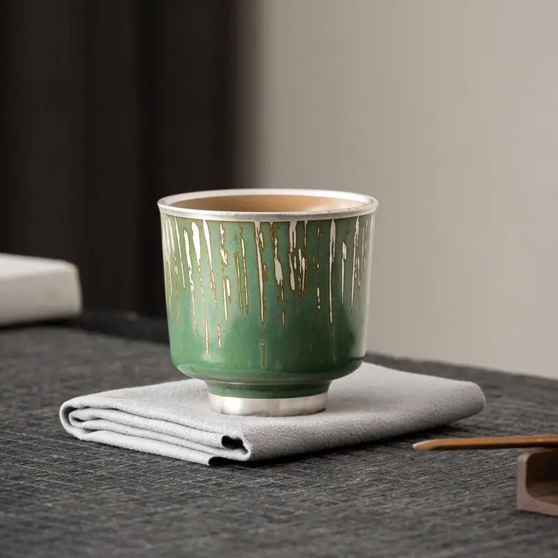 

Su's Ceramics Silver-Colored Bamboo Forest Listening To Rain Wealthy Host Personal Tea Cup - Jia Demei Series
