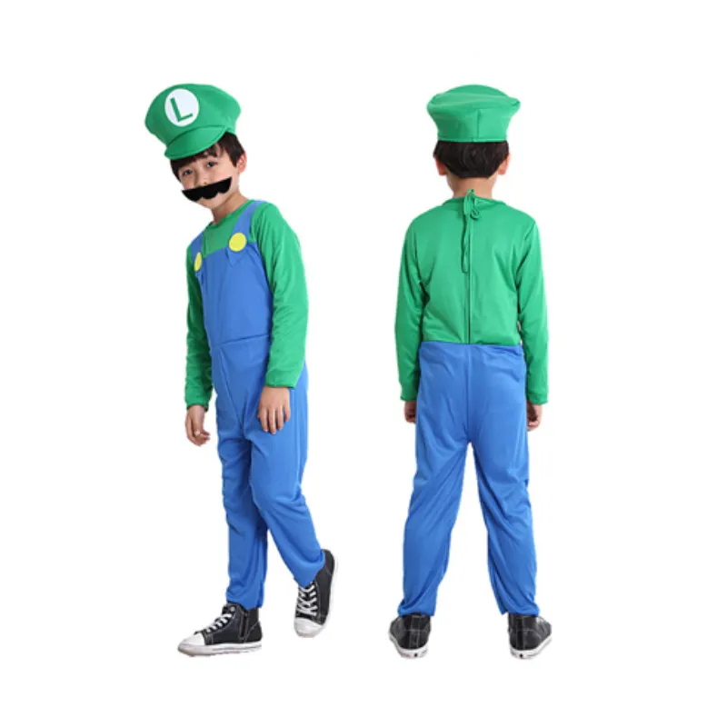 Halloween Cosplay Super Broers Luigi Bros Kostuums Loodgieter Spel Fancy Dress Up Feestkleding