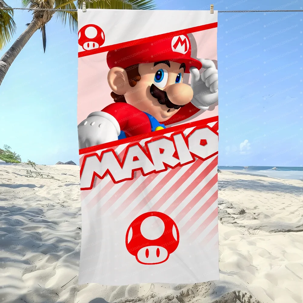 Toalla de Baño con Estampado de Dibujos Animados de Super Mario, Toalla de Microfibra con Patrón Impreso, Secado Rápido, Cómoda y Suave