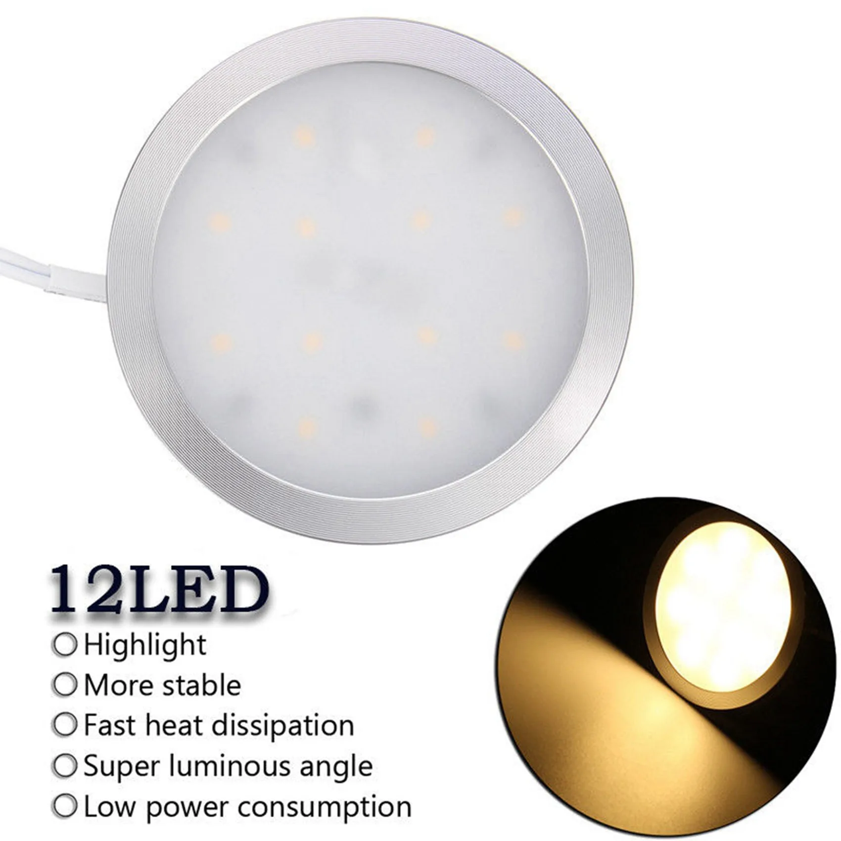 

ABUP-2X 12V LED Light Rv Camper Trailer Boat Interior Ceiling Down Roof Lamp Warm White