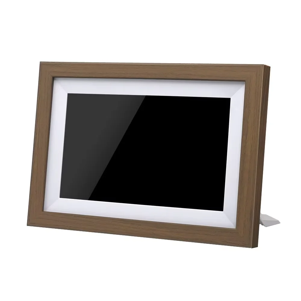 WiFi Digital Photo Frame 10 Inch Walnut Wood 32GB HD IPS Touchscreen 1280x800 Clock MP4 Share Via App/USB/SD Unisex Gift
