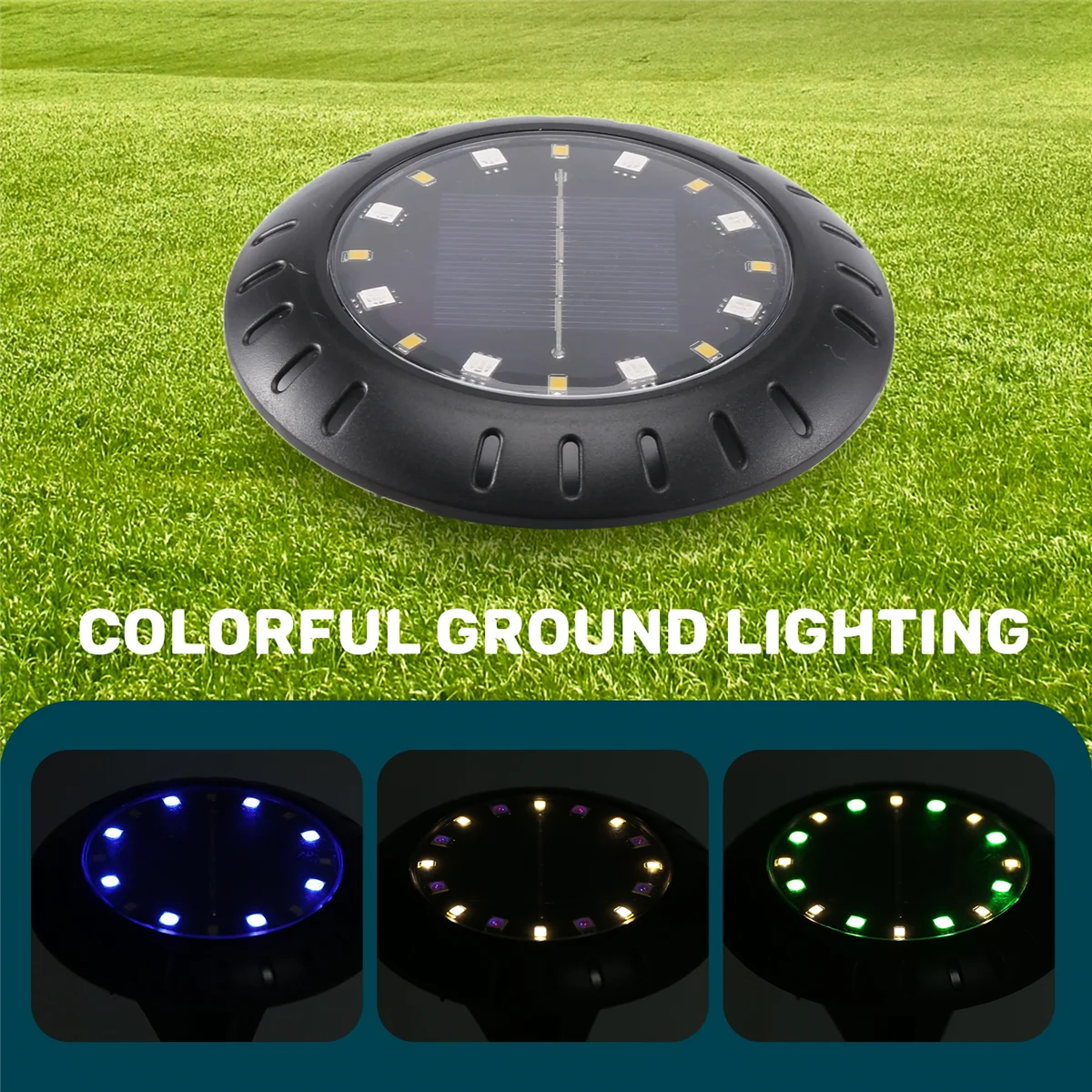 Luces solares Led RGB para patio de césped, luz Solar enterrada para jardín, impermeable, para exteriores, lámpara de punto bajo el suelo, blanco cálido