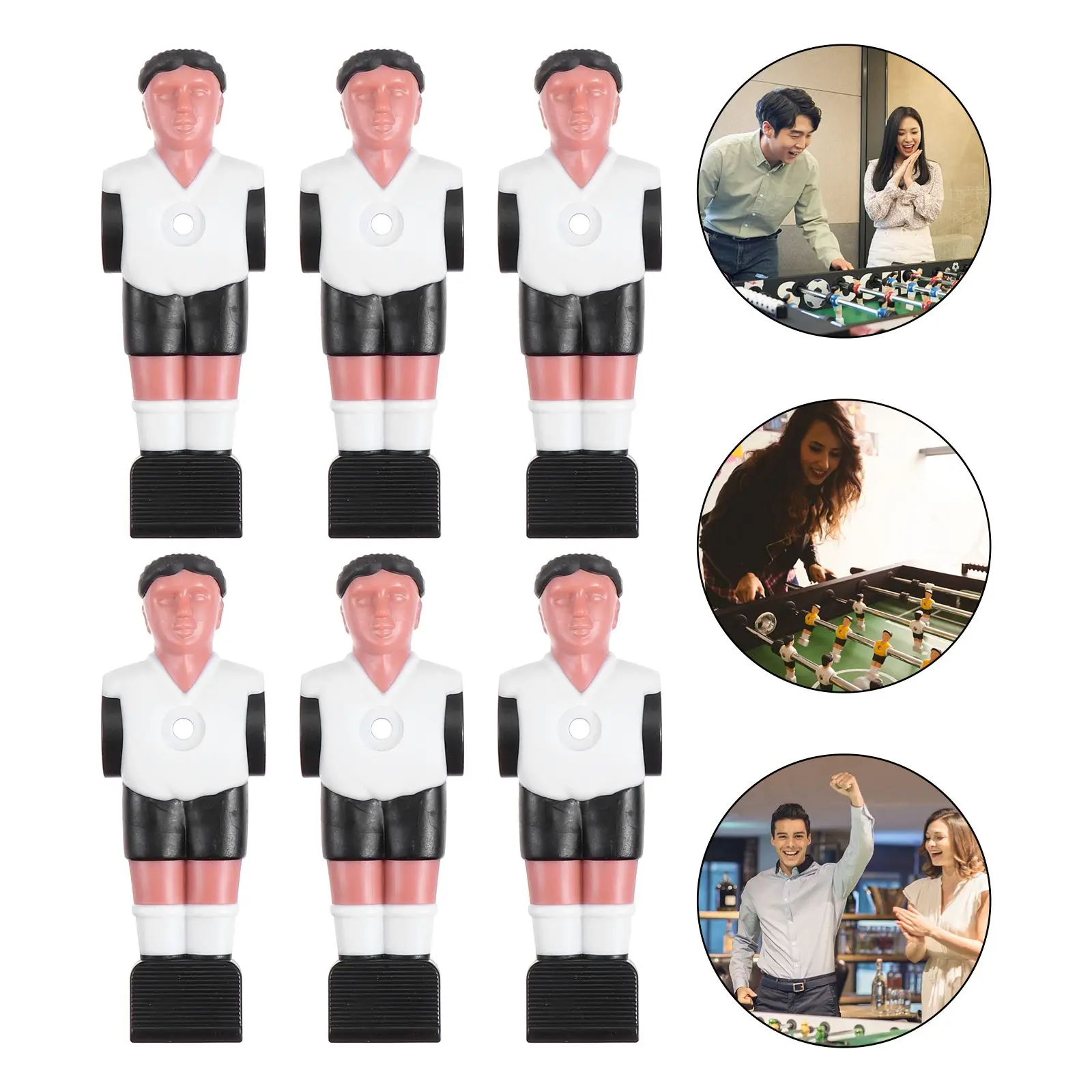 

6pcs Foosball Men Replacement Table Foosball Accessory Soccer Players Color Durable Toy Fits St Rods Most Tables