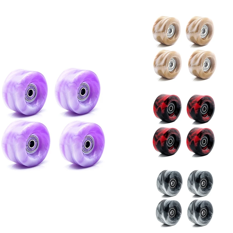 4 Pcs Roller Skate Wheels With Bearings For Double Row Skating And Skateboard 32Mm X 58Mm 82A