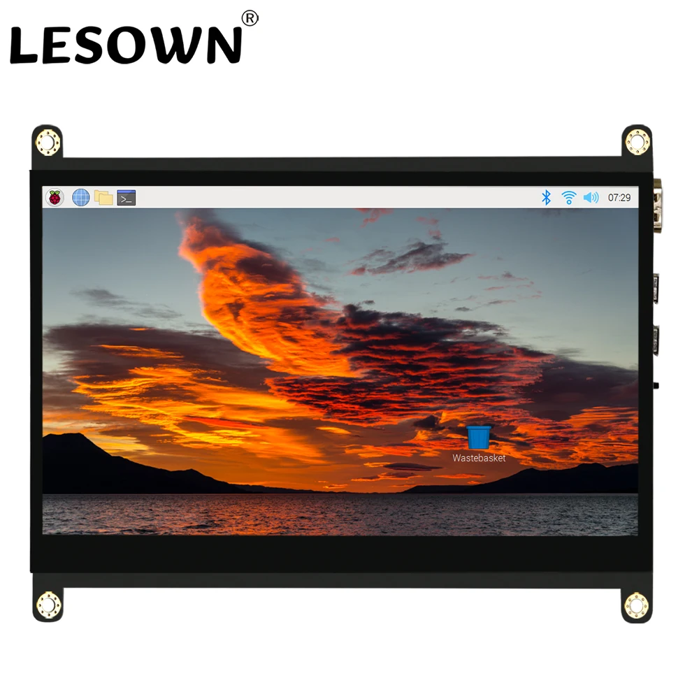 LESOWN 7 inch Touchscreen Display HDMI IPS 1024x600 LCD Small Wide Screen Extended Display Module with Speakers for Windows Rpi