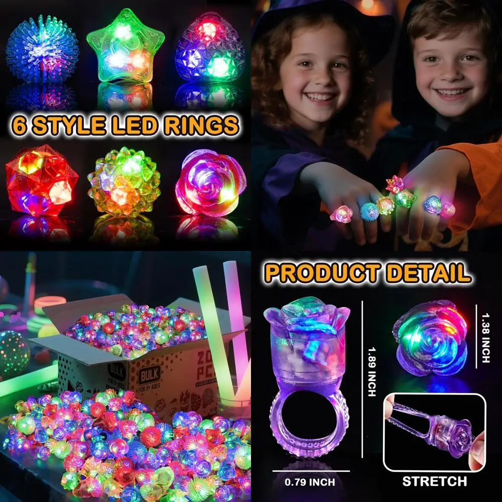

Набор из 200 разноцветных светящихся колец для вечеринок, для детей и взрослых, идеально подходят для мероприятий, светящихся в темноте, Хэллоуина, рейвов или в качестве сувениров для гостей.