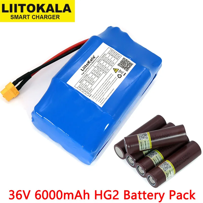 Liitokala 36v 6ah 6000mah alta dreno 2 roda scooter elétrico auto balanceamento bateria de lítio para auto-balanceamento se encaixa 6.5"