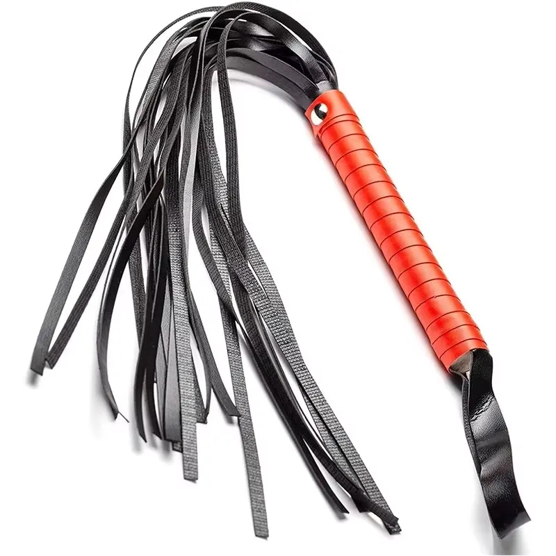 سوط فروسية من جلد البولي يوريثان مقاس 44 سم - مقبض منسوج يدويًا لتدريب الخيل