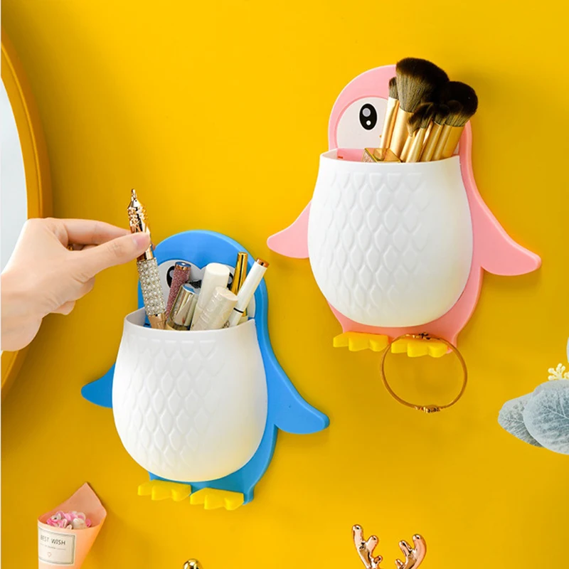 Penguin Wall Shelving Bathroom Wall Hanging Traceless Perforation-free Toothbrush Toothpaste Cosmetics Multifunctional Storage