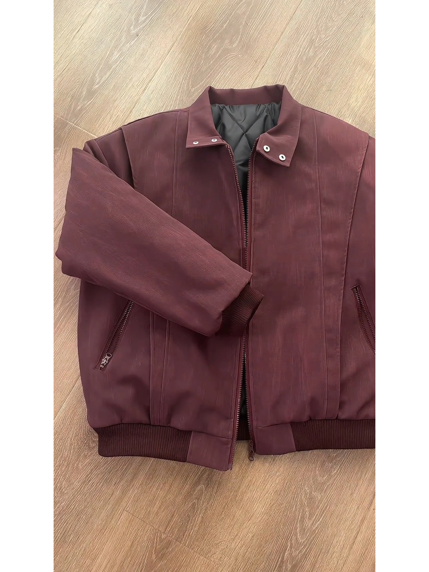 

Red Wine Color Thiened Warm Cotton Jaet Men's Winter Coat American Sle Deconstructed Design High Sensation Cotton Clothes