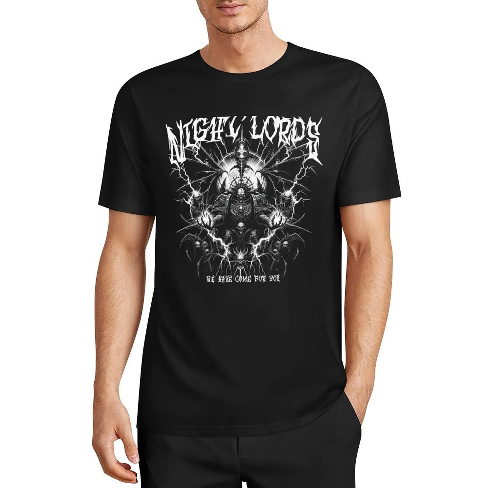 

Черная металлическая Мужская футболка Night Lord, дизайнерская мужская футболка для мальчика