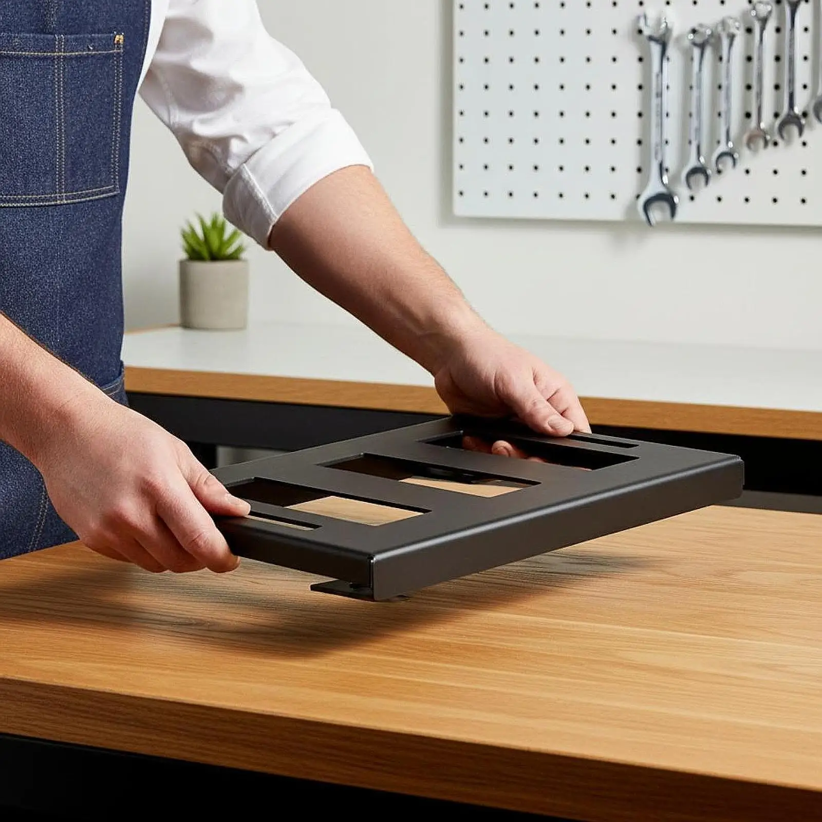 Mounting Plate Toolbox Bracket Iron Construction Easy Install Modular Tool Storage Accessory Secure Holder for Workshop Benches