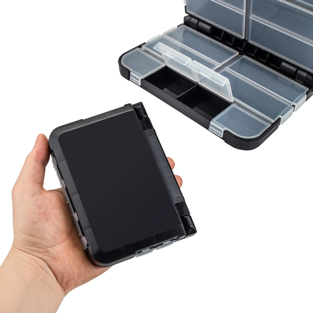 Doppelschichtige Angelgerät-Box (10/16 Fächer) – tragbarer Mini-Aufbewahrungskoffer für Haken, Jigs, Wirbel, Platinen – Detail 7