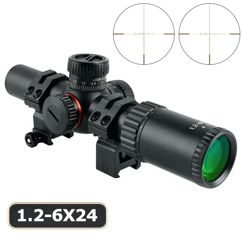 SFP 1.2-6X24 Hunting Optical Scope Crossbow Short Compact Riflescope Tactica  Adjustable Reflex Scopes Fit  AR15 .223 7.62