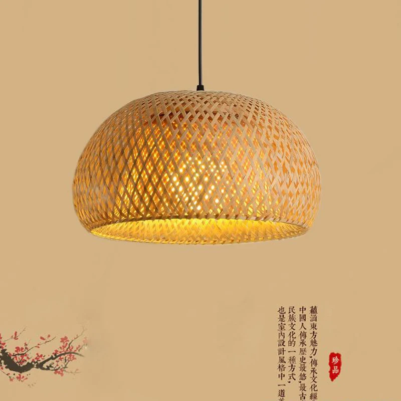 ZK50 Handmade Bamboo Chandelier Round Straw Hat Lampshade E27 Pastoral Restaurant Cafe Bar Decorative Lamp