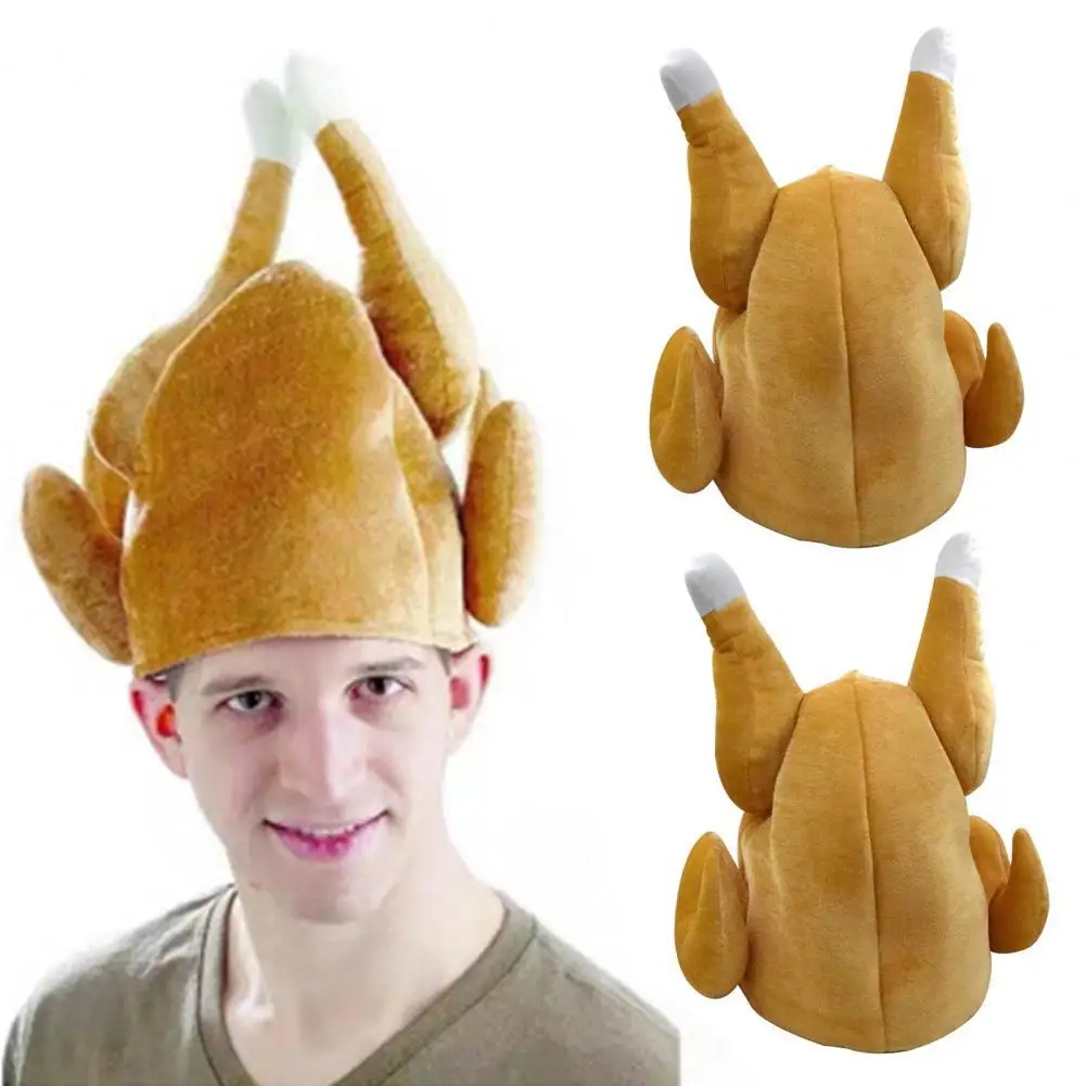 Chicken Leg Hat Thanksgiving Turkey Hat Plush Turkey Hat Headwear Hen Eye Chicken Leg Headband for New Year Party Supplies