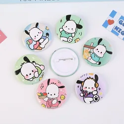 Sanrio Pochacco Brooch Anime Action Figure Cute Cartoon PVC Brooch Q Figural Anime Merchandise Clothing Decoration Children Gift