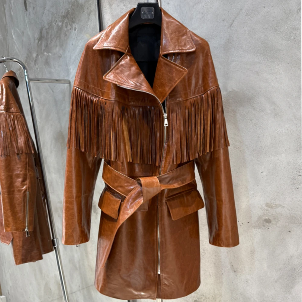 Veste frange en cuir en daim noir pour femmes American Western Wear