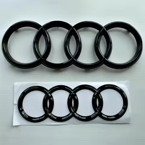4-Ring logo ABS Silver/Black Car Hood Front Bonnet Grill Rear Trunk Emblem Badge Sticker For Audi A3 A4 A5 A6 A7 Q2 Q3 Q5 Q8 TT
