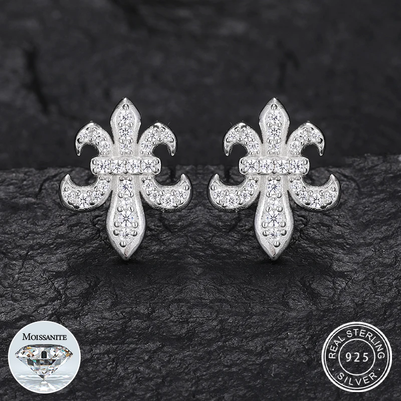 New Arrival D kolor Moissanite Iris stadniny kolczyk Hoop biżuteria ślubna prezenty dla kobiet 925 srebro Push kolczyki do uszu