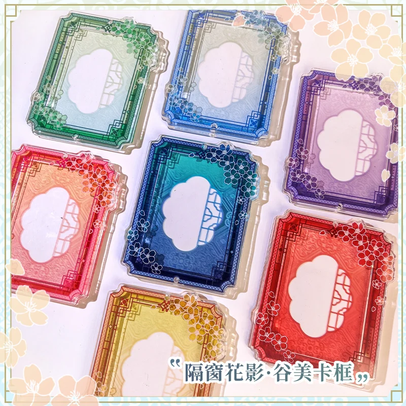 Flower Shadow Through Window Acrylic Display Stand & Frame, 3-Inch Small Card Holder for Photo, Goods Vintage Collectible