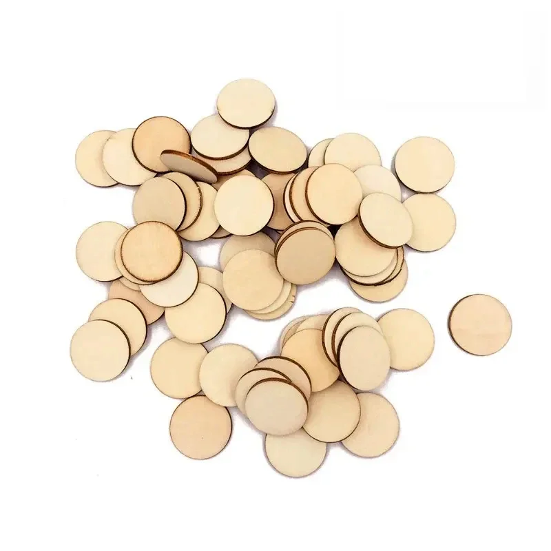 500pcs 3cm Unfinished Round Disc Cutouts, Blank Round Wood Circles for DIY Crafts, Painting, Staining, Coasters Making