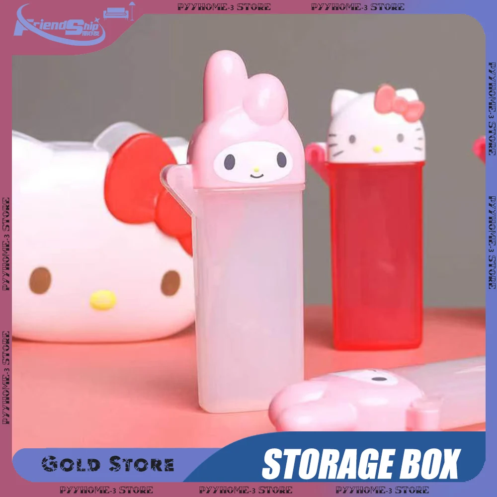 مرحبا كيتي الكرتون الوجه غطاء أعواد قطنية لاصق الأسنان الخيط صندوق تخزين فتاة أنيمي الطرفية اللعب هدايا العيد