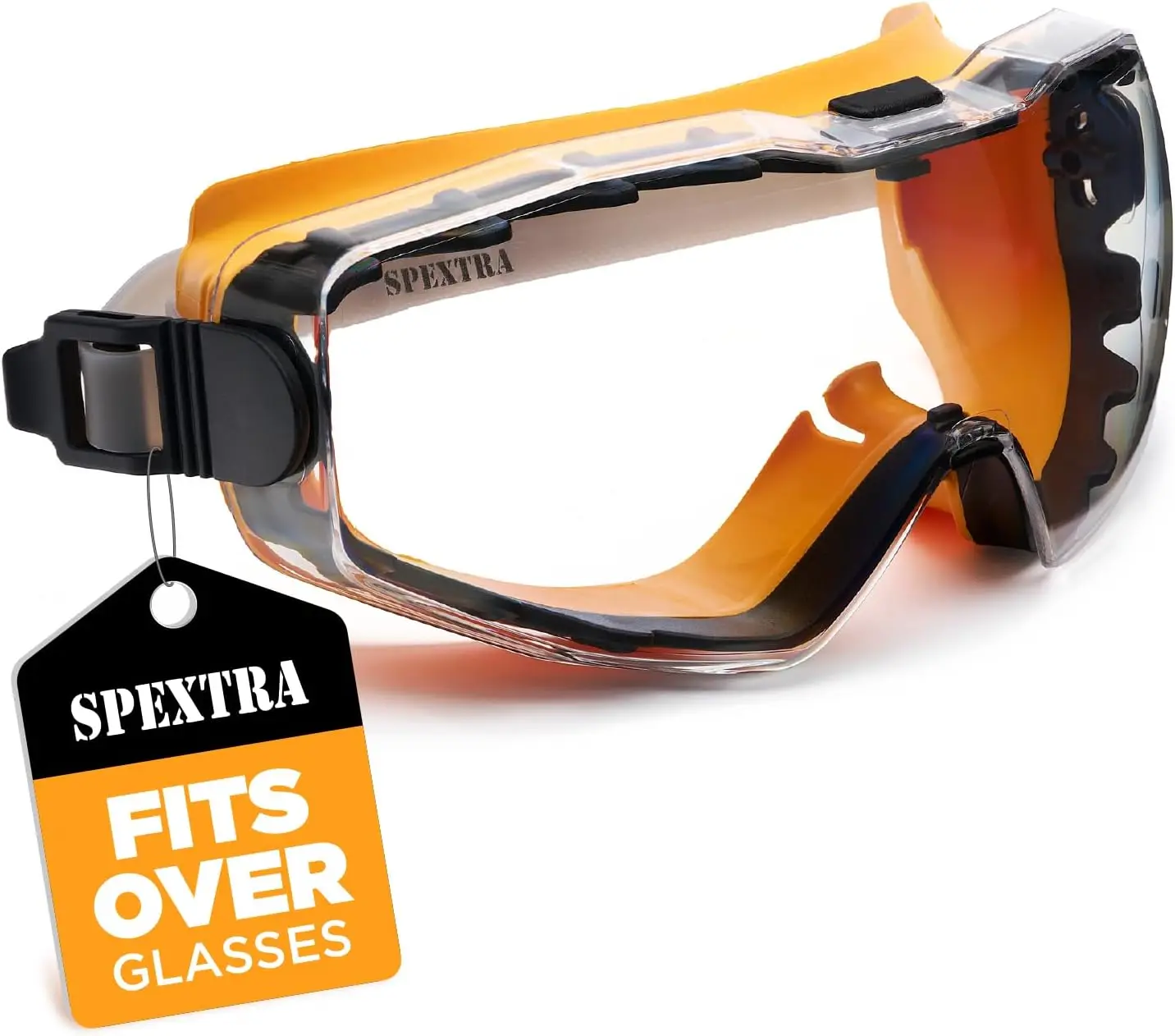 

Anti-Fog Safety Goggles Over Glasses, ANSI Z87.1 Impact & UV Protection, Adjustable Headband for Men Women