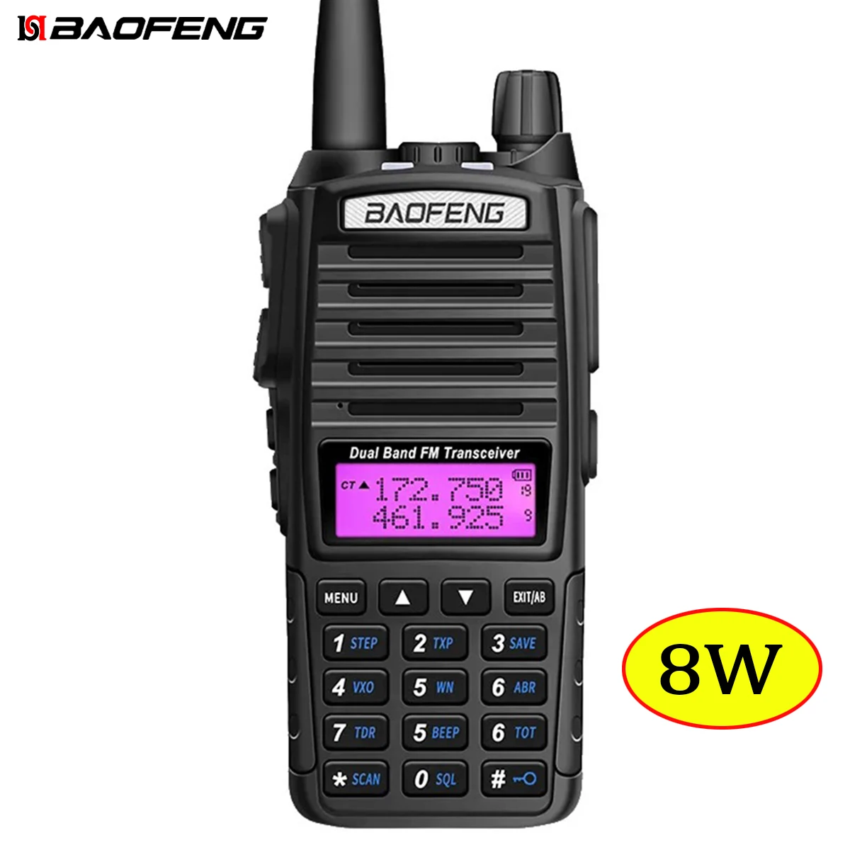 Baofeng-UV 82 Walkie Talkie, Real 5W, 8W, Radioamador Comunicador, PTT duplo, Long Range, 2 Way, Portátil, FM, Estação de Rádio Amador