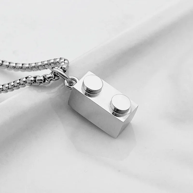2023 New Lego Granular Necklace Hip Hop Versatile Couple Collar Chain Stainless Steel Necklace Gift Wholesale