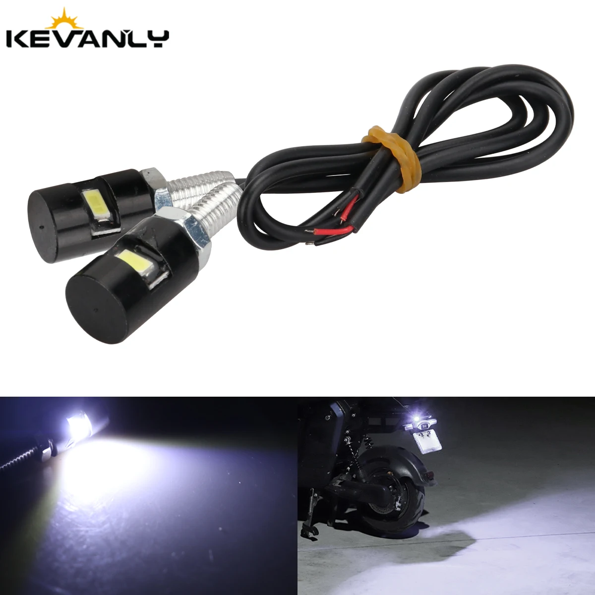 

2pcs Car Auto Motorcycle License Plate lamp Tail Number Universal Screw Bolt Light 12V SMD 5630 Fog Driving Light White LED