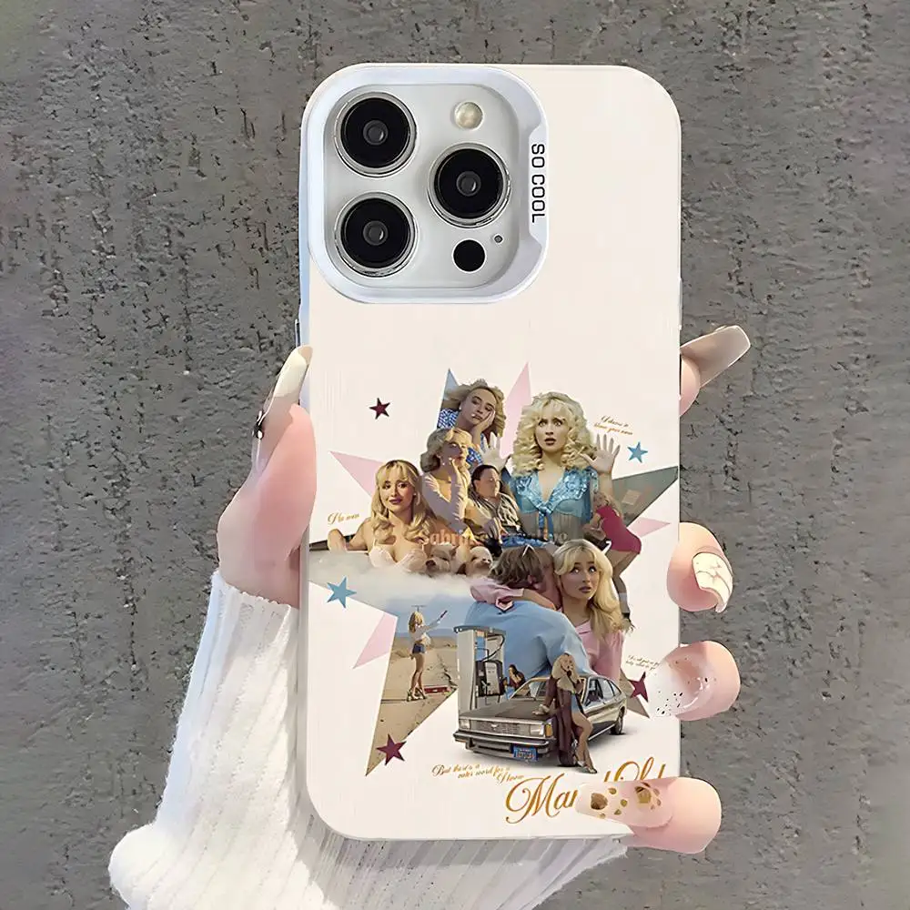 حافظة هاتف سنجر S-Sabrina Carpenter لهاتف آيفون 17,16,15,14,13,12,11,Pro,XS,Max,Plus,Mini,SE غطاء مقاوم للصدمات من الحلوى البيضاء غير اللامعة