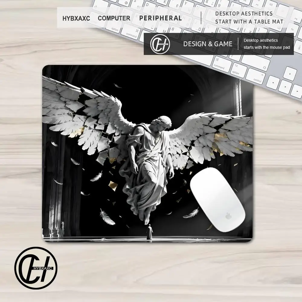 Dark Angel Wings Mouse Pad Multiple sizes Large Square Computer Office Game Table Mat XS Statue Aesthetic Rubber Anti-slip Mat