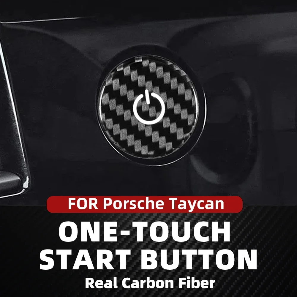 

Real Carbon Fiber For Porsche Taycan 2022 2023 2024 Car Engine Start Stop Button Sticker Interior Trim Accessories Modifications