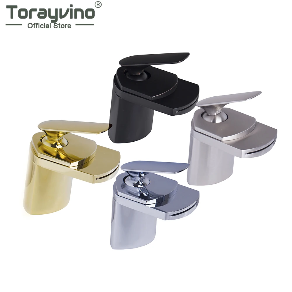 

Torayvino Luxury Bathroom Faucet Widespread Waterfall Spout Deck Mounted Solid Brass Single Handle Faucets Mixer Water Tap