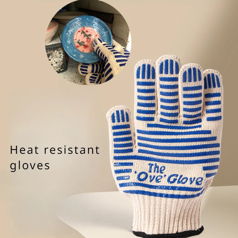 Pottery Tools High Temperature Heat Protection Gloves DIY Ceramic Handicrafts Firing Thickened Five-finger Heat Insulation Glove