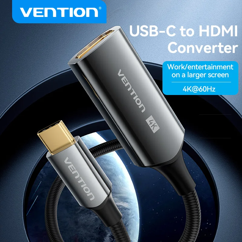 Vention 4K USB Type C to HDMI Compatible Cable Type-C to HDMI Cord Thunderbolt 3/4 for MacBook Pro/Air Samsung Galaxy S8 Dell HP