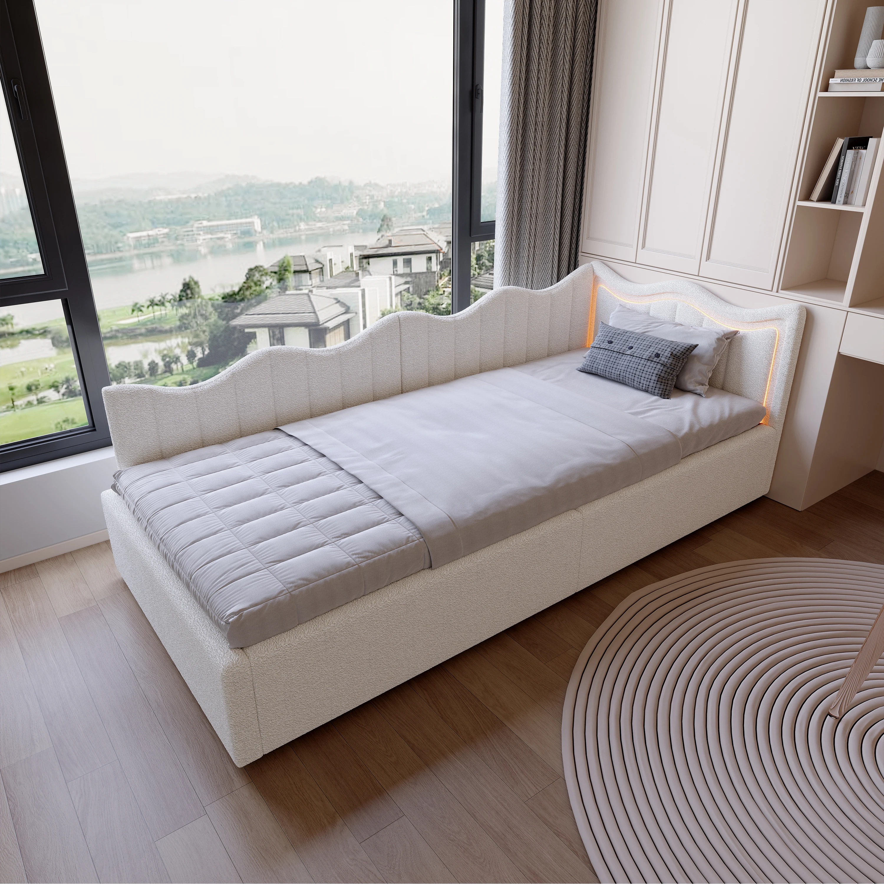 Anajqaqia 90×200 cm Kinderen eenpersoonsbed. Gestoffeerd bed met lattenbodem, diverse soorten bedframes, zonder matras