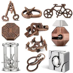 Puzzle de casse-tête en métal pour adultes et enfants, solution de déverrouillage, jouet de démêlement, cadeaux amusants, ensemble de 3 pièces