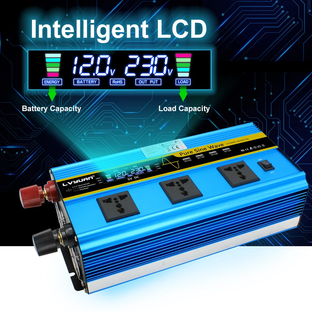DC Ac Power 2500 Watts 5000W 12v Inverter Pure Sine Wave 12V 24V To 110V 220V 230V - view 5
