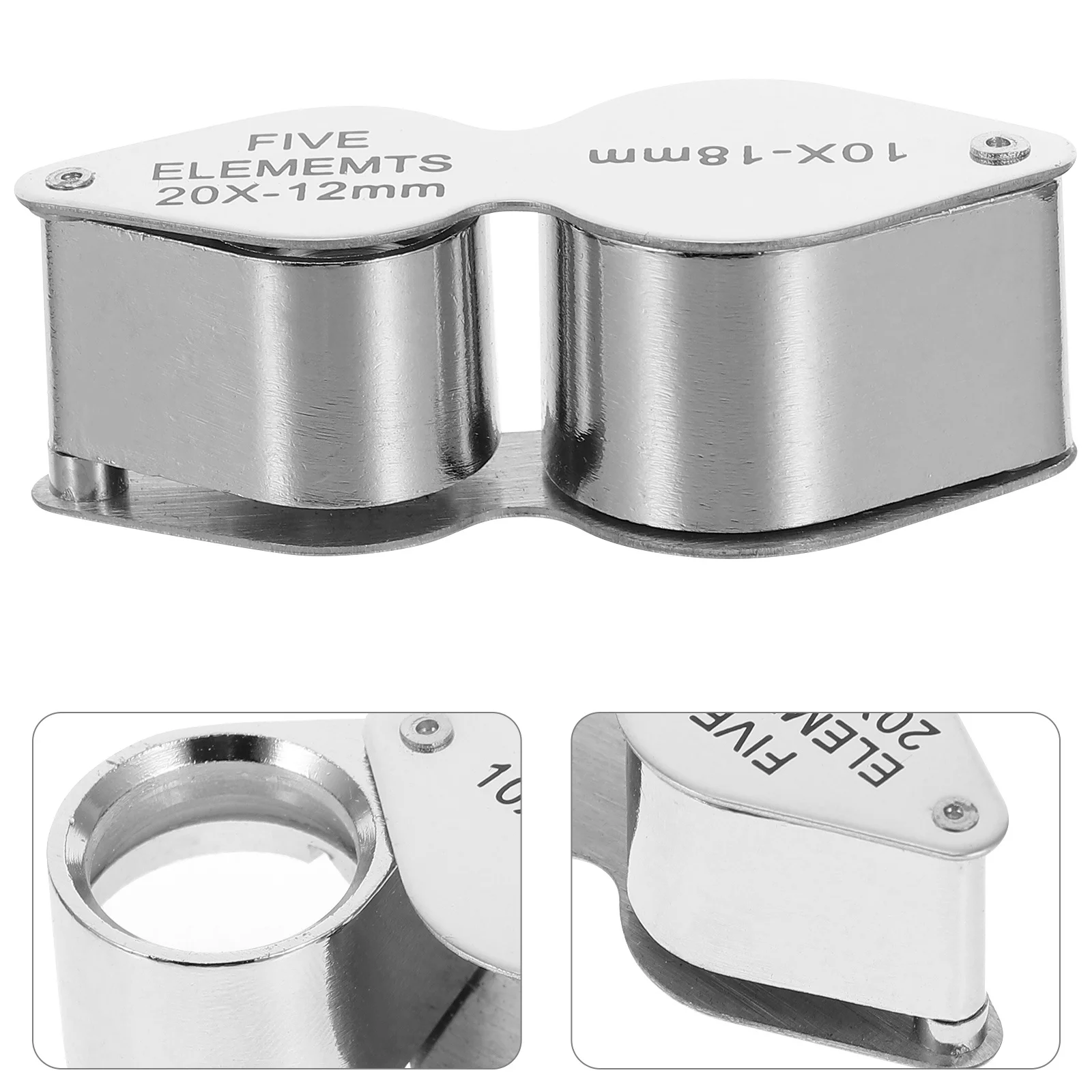 

Лупа для ювелирных изделий с двумя линзами, 10x20x, складная цельнометаллическая лупа для драгоценных камней, монет, штампов, часов, инспекционный ювелирный микроскоп