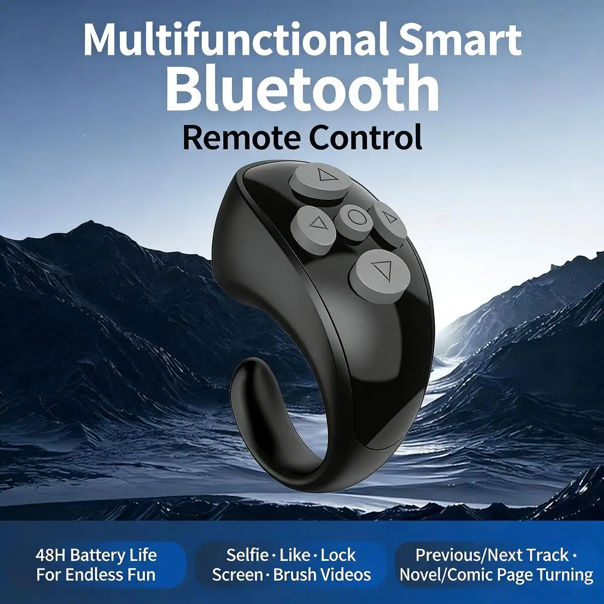 New Versatile Rechargeable Bluetooth Ring Mouse Selfie Remote TikTok YouTube Browsing Comic E-book Page Turning for Android IOS