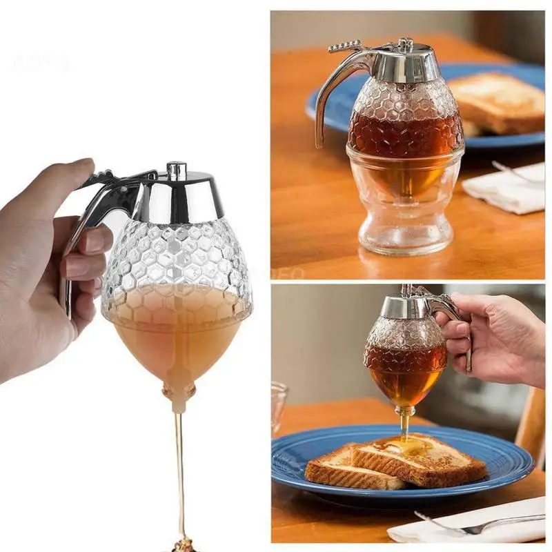 Squeeze Bottle Honey Jar Container Bee Drip Dispenser Kettle Storage Pot Stand Holder Juice Syrup Cup Kitchen Accessories