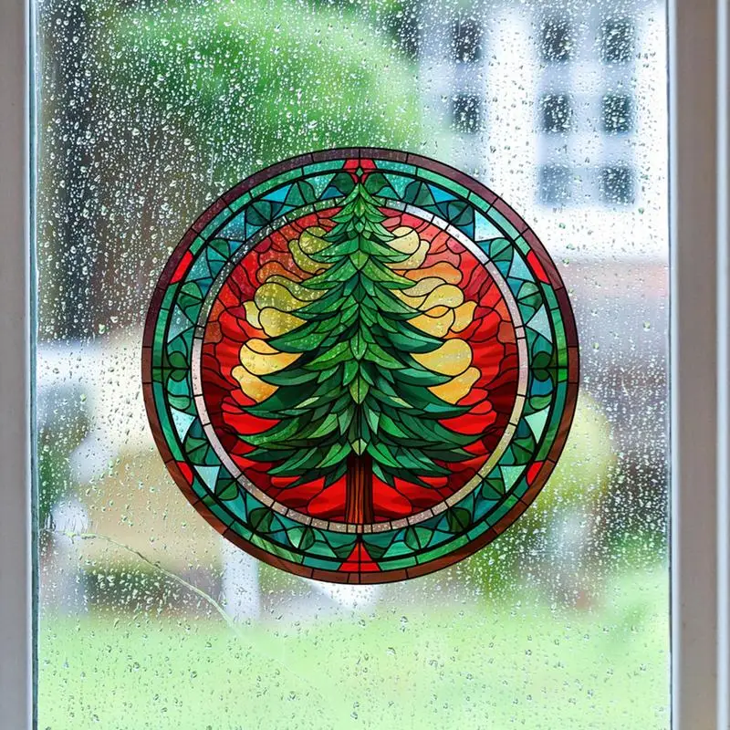 Christmas Window Stickers Christmas Window Decorative Clings Pine Tree Mirror Sticker Decals Tree Window Glass Decoration Cling
