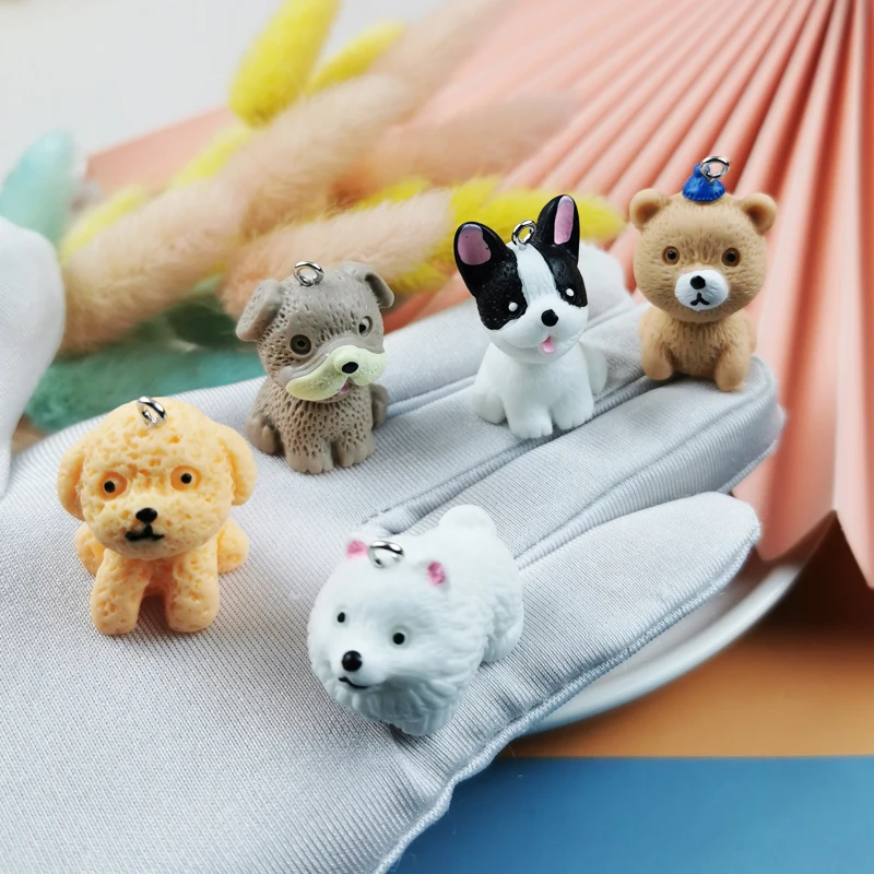 MuhNa 10pcs Cute Animal Puppy Dog Resin Charms Pendant For Jewelry Making Diy Earring Keychain Floating Supply