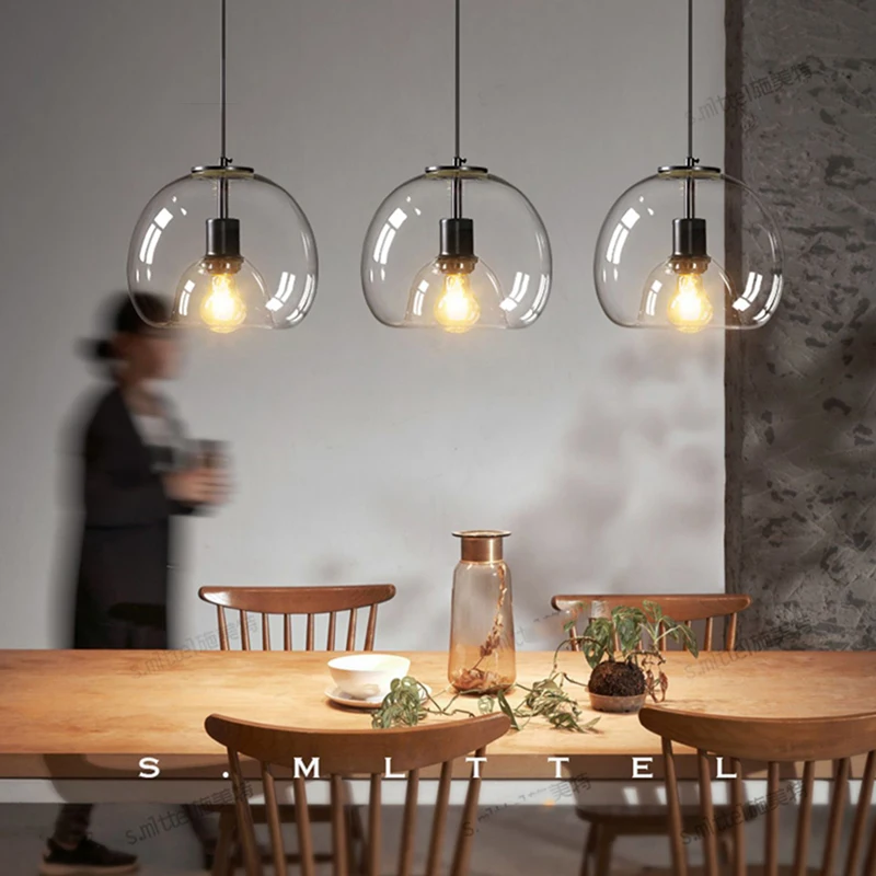 

Ретро стеклянная столовая спальня гостиная люстра янтарная осветительная лампа E27