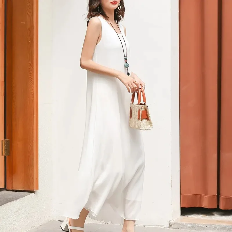 

Женское легкое шифоновое макси-платье без рукавов, свободного кроя, для пляжа и повседневной носки