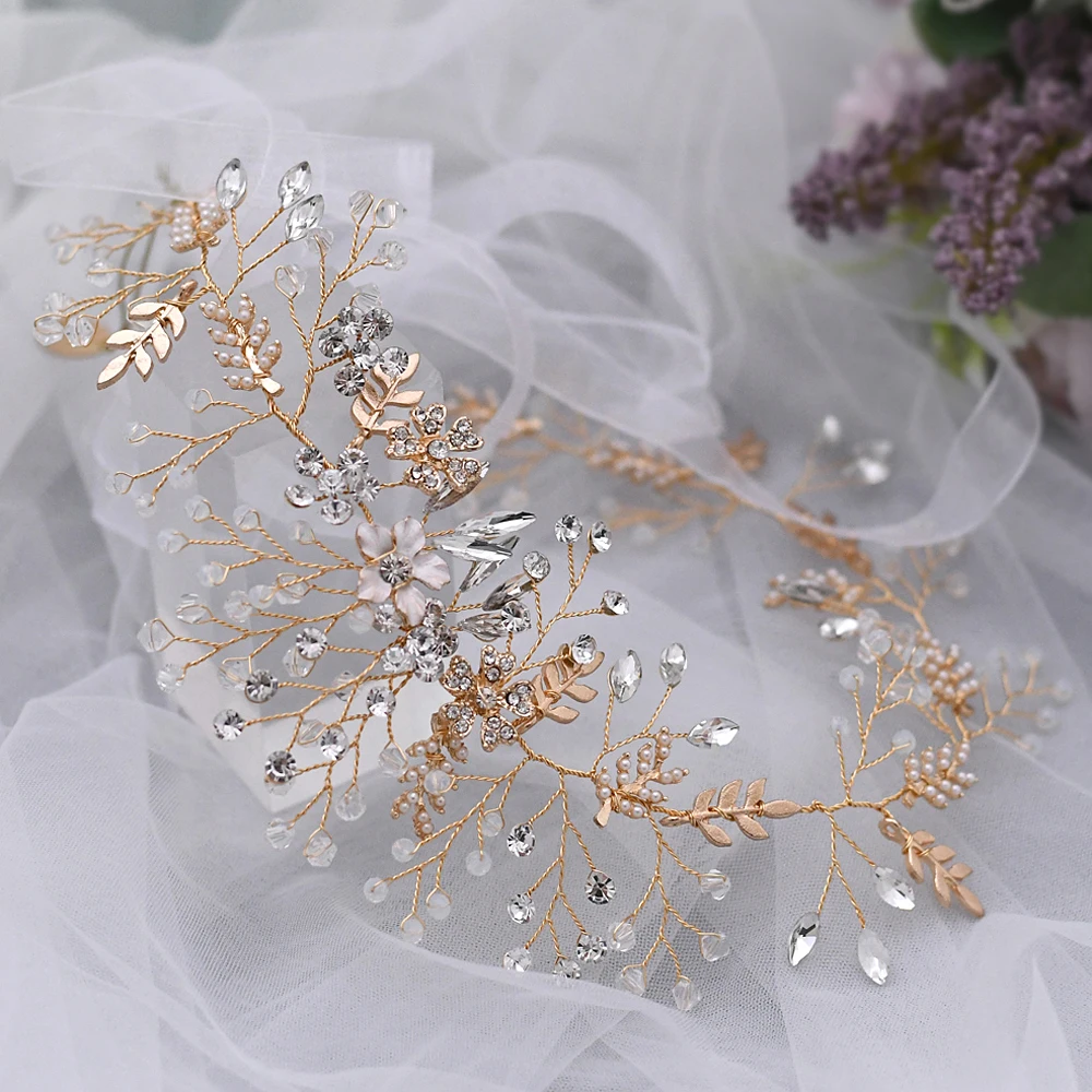 TRiXY SH235 Luxury Golden Rhinestone Belt Alloy Flower Wedding Belt Clear Crystal Bridal Belt  Jewelry Belt for Evening Dress